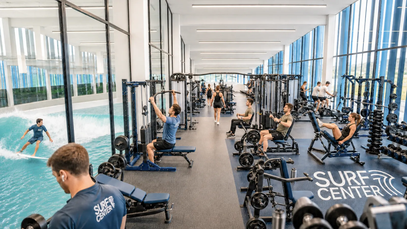 Academia com vista para a onda da Surf Center Ribeirão Preto