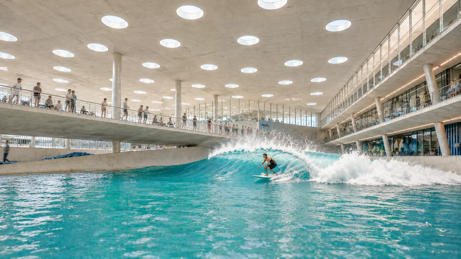 Lineup na piscina de ondas da Surf Center São Paulo