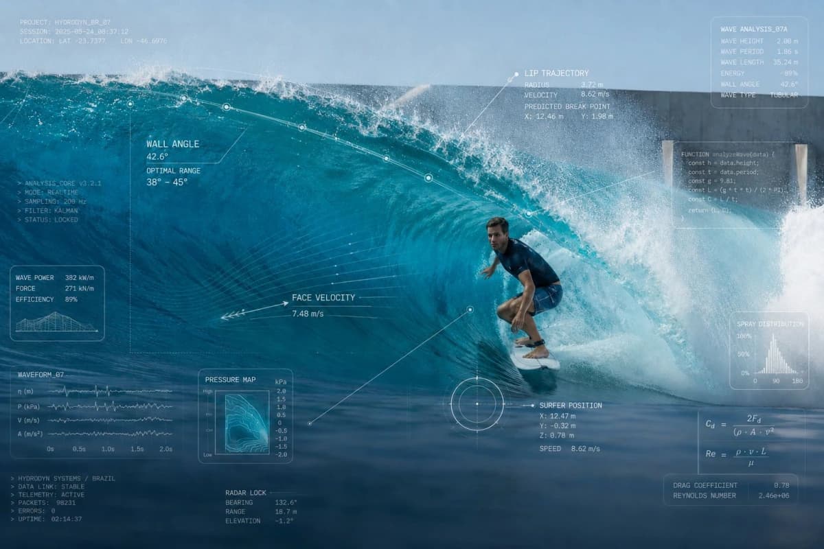 Onda tubular da nova geração Surf Center com leitura de dados em tempo real