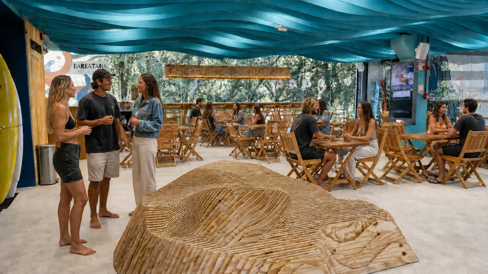 Lounge e convivência da Surf Center Curitiba
