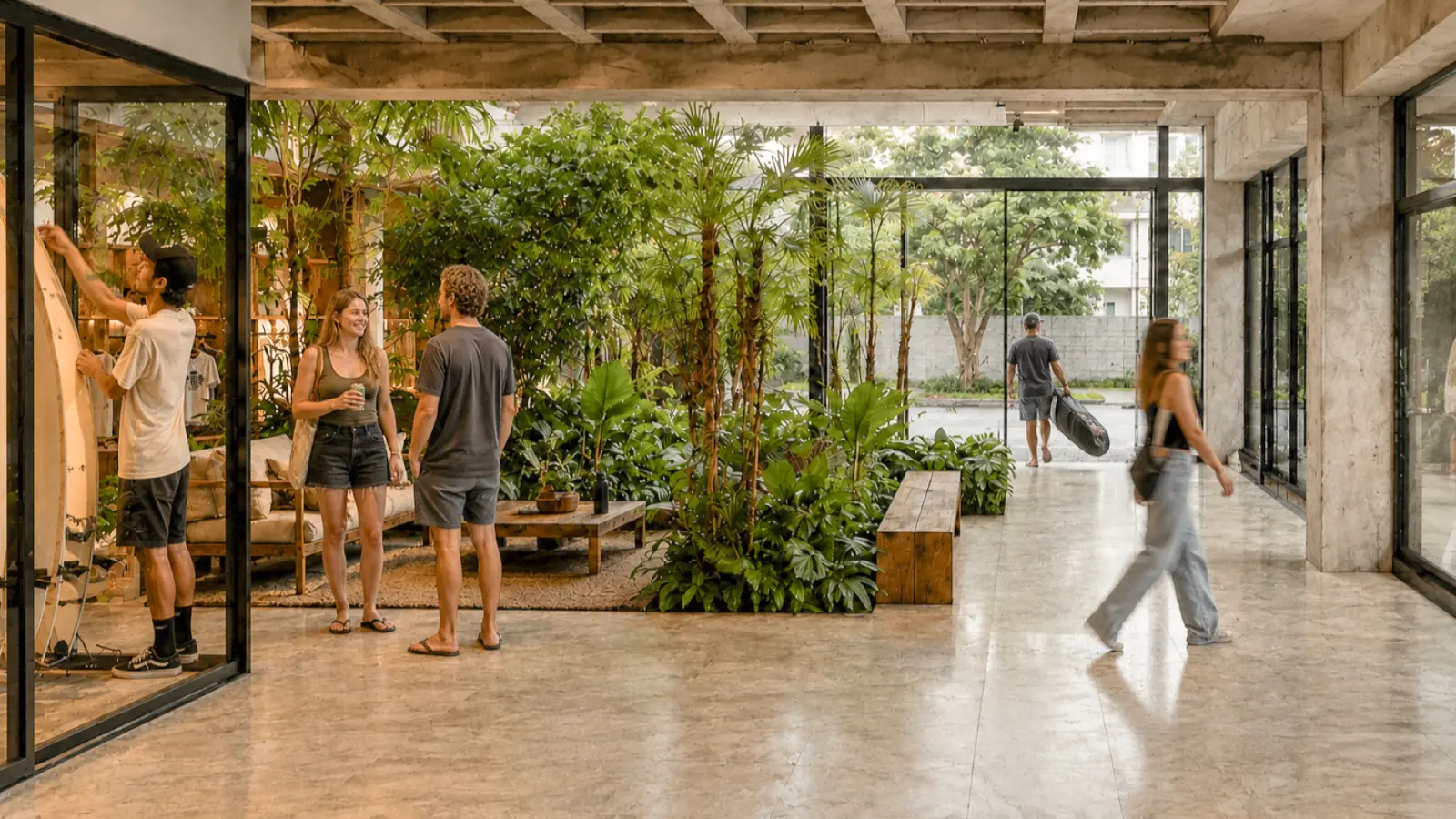 Área de convivência da Surf Center São Paulo